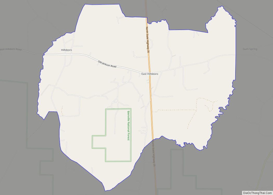 Map of Hillsboro CDP, Mississippi