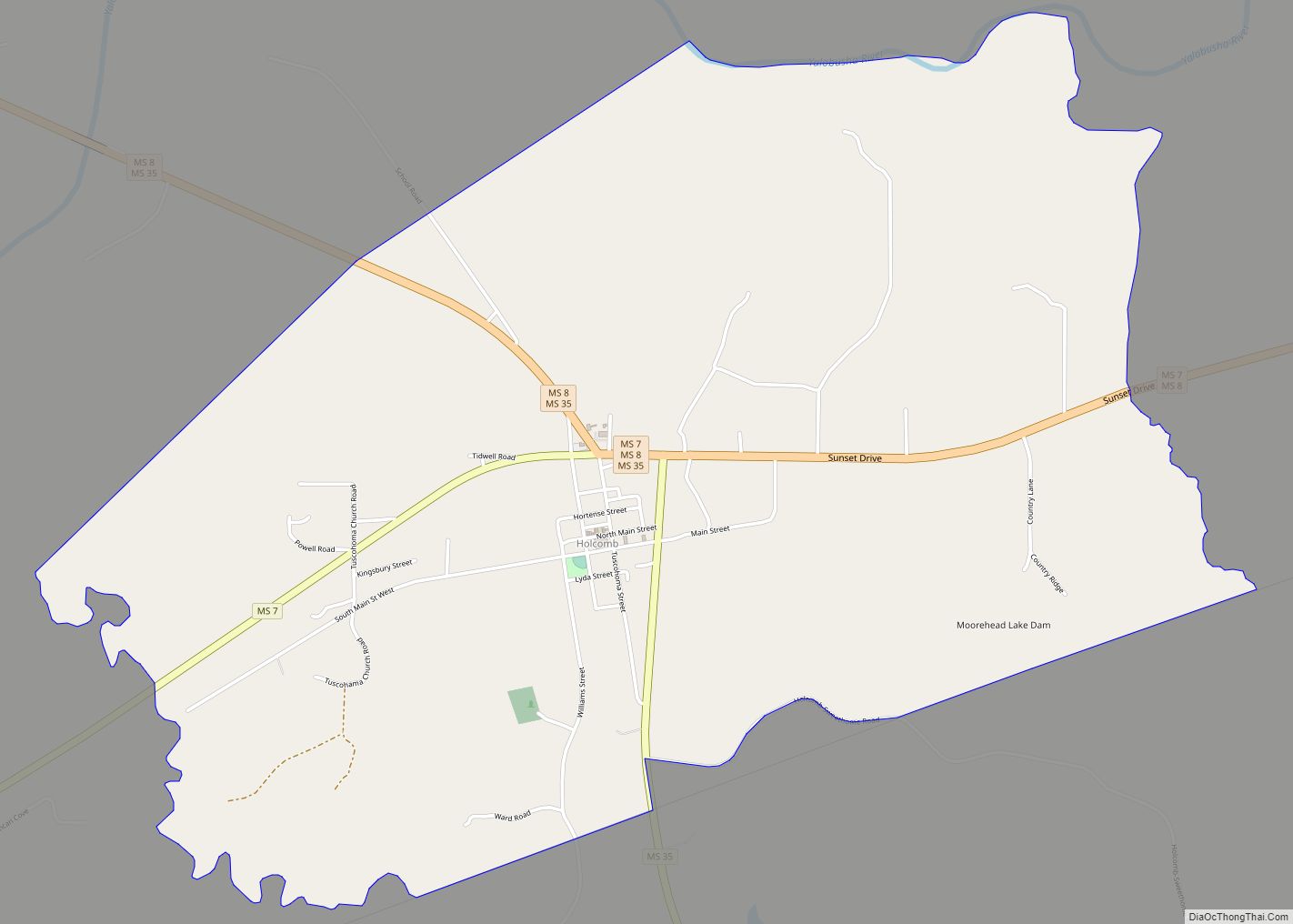 Map of Holcomb CDP, Mississippi