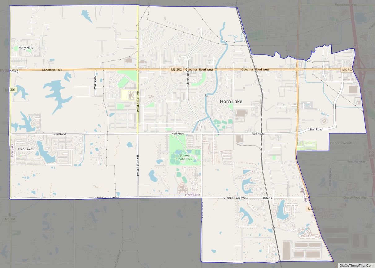 Map of Horn Lake city