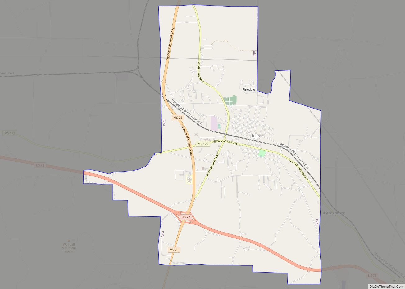 Map of Iuka city, Mississippi