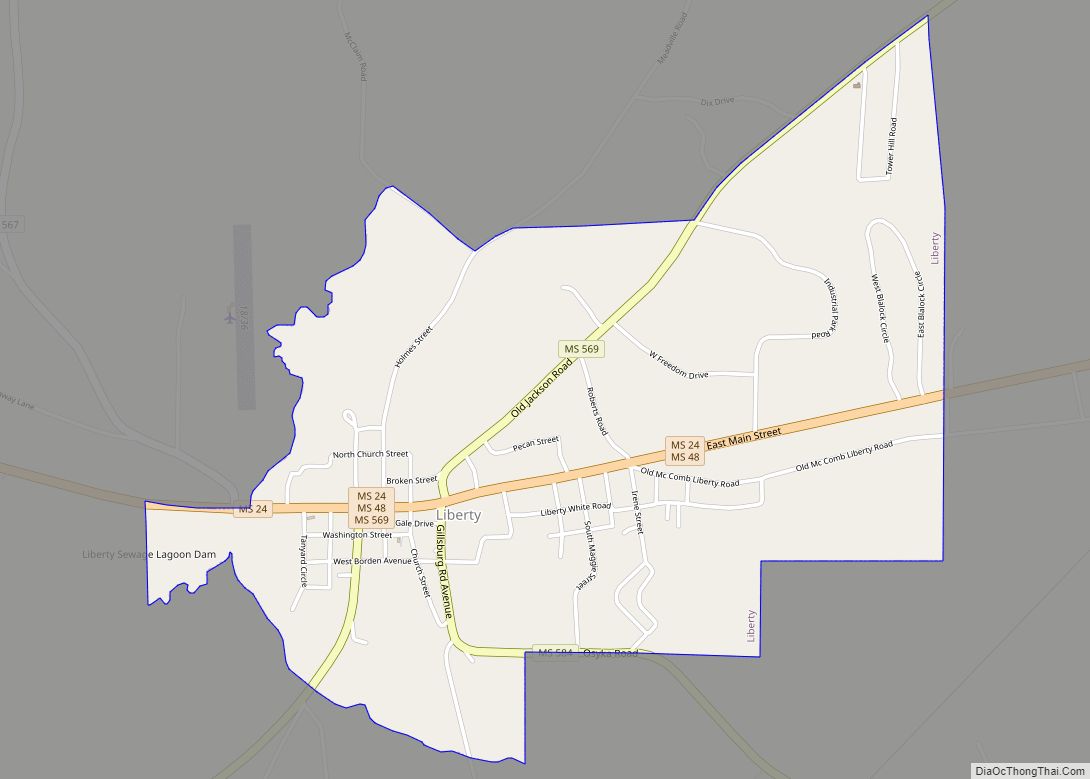 Map of Liberty town, Mississippi
