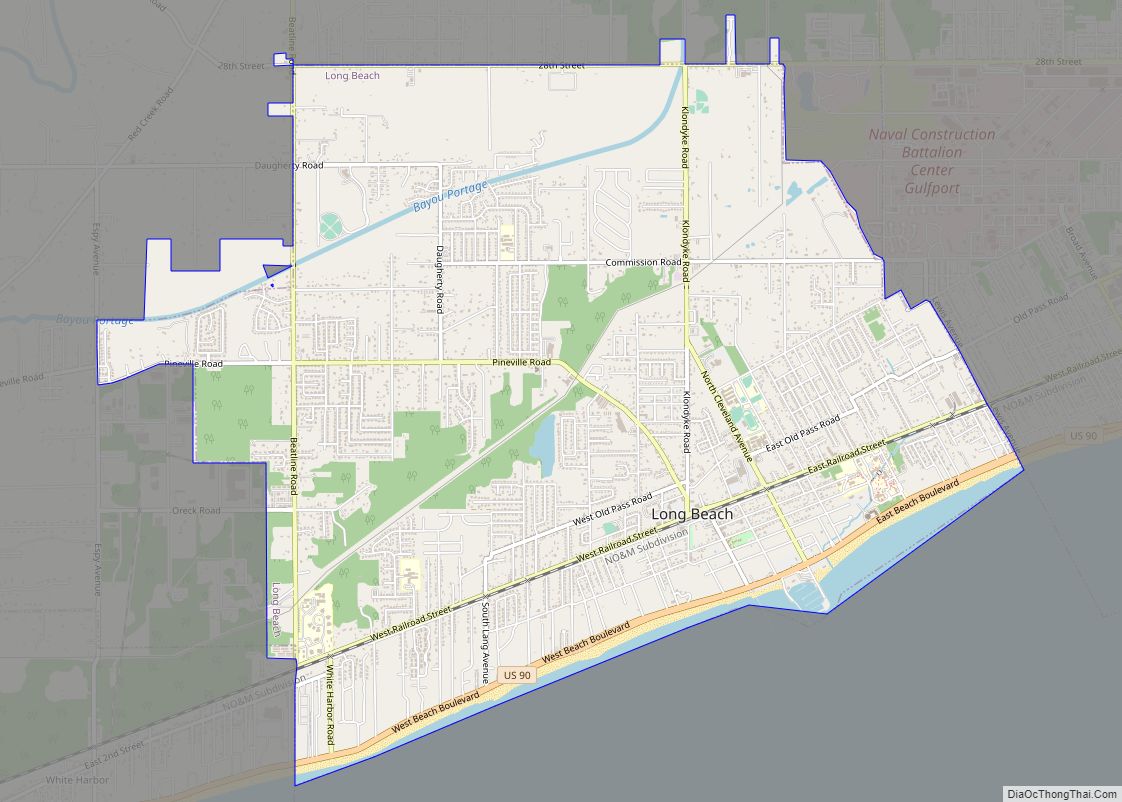 Map of Long Beach city, Mississippi