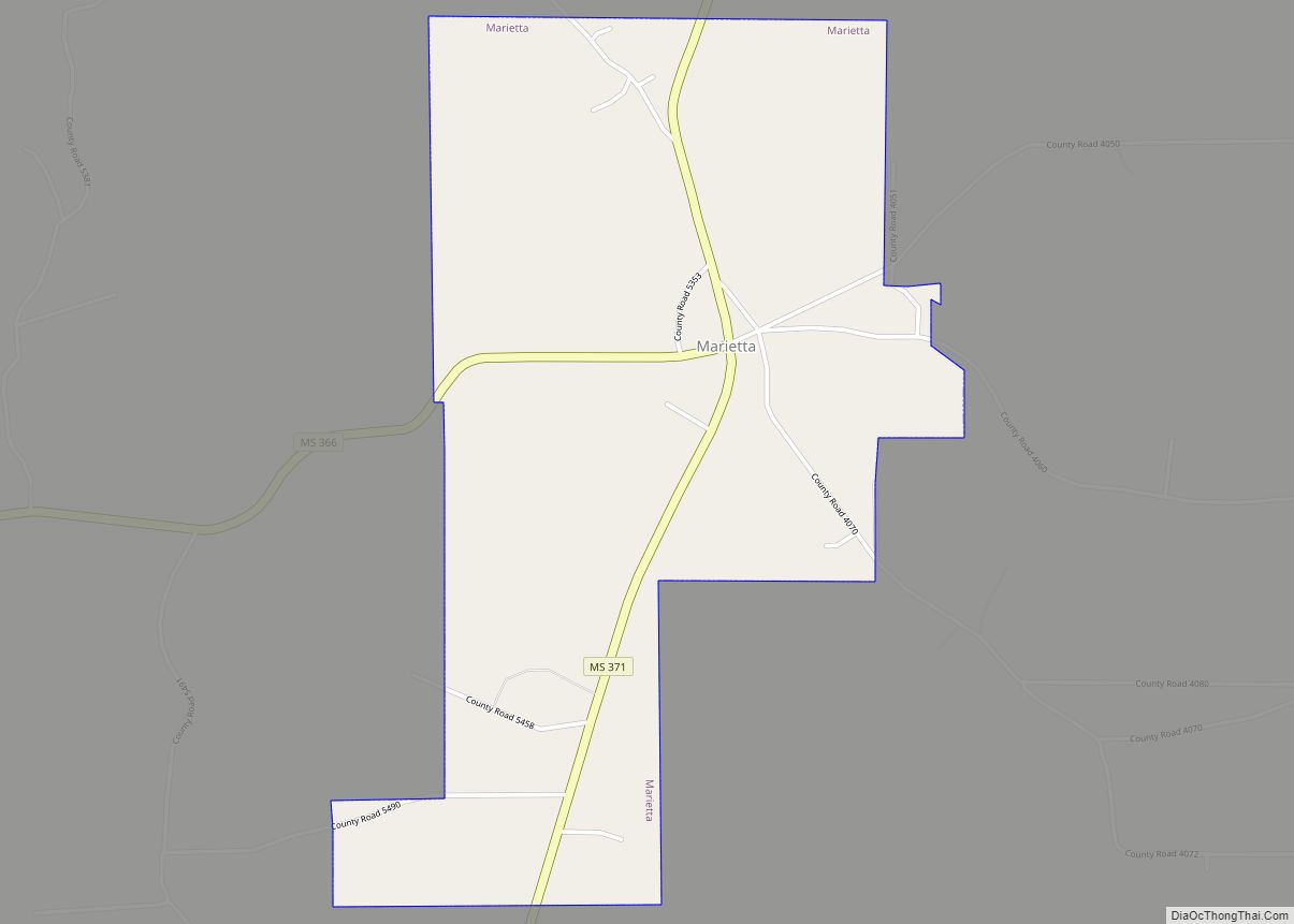 Map of Marietta town, Mississippi