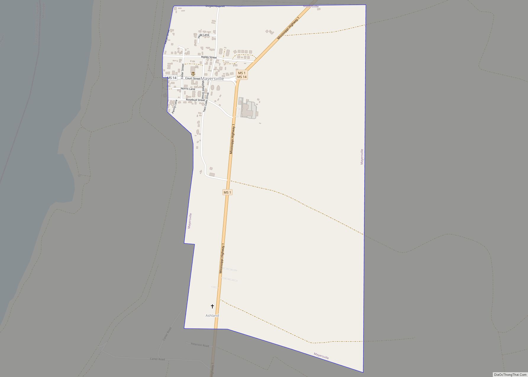 Map of Mayersville town