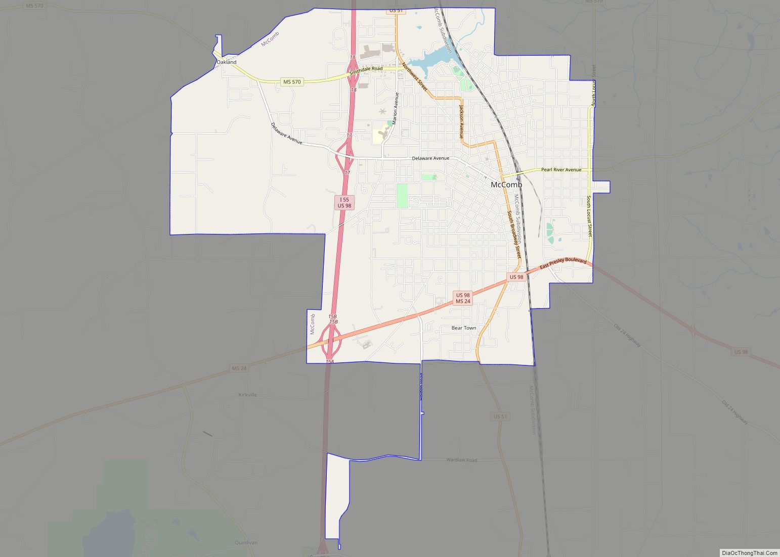 Map of McComb city