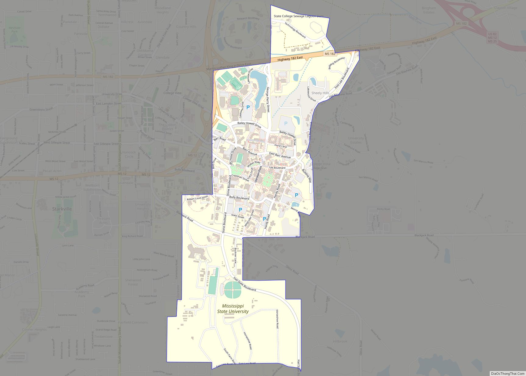 Map of Mississippi State CDP