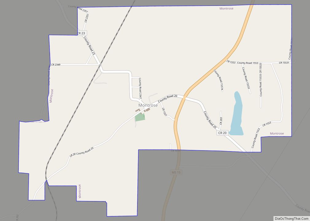 Map of Montrose town, Mississippi