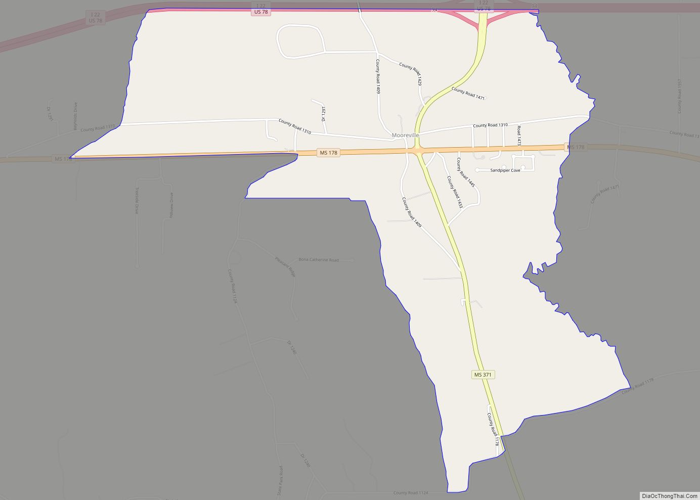 Map of Mooreville CDP