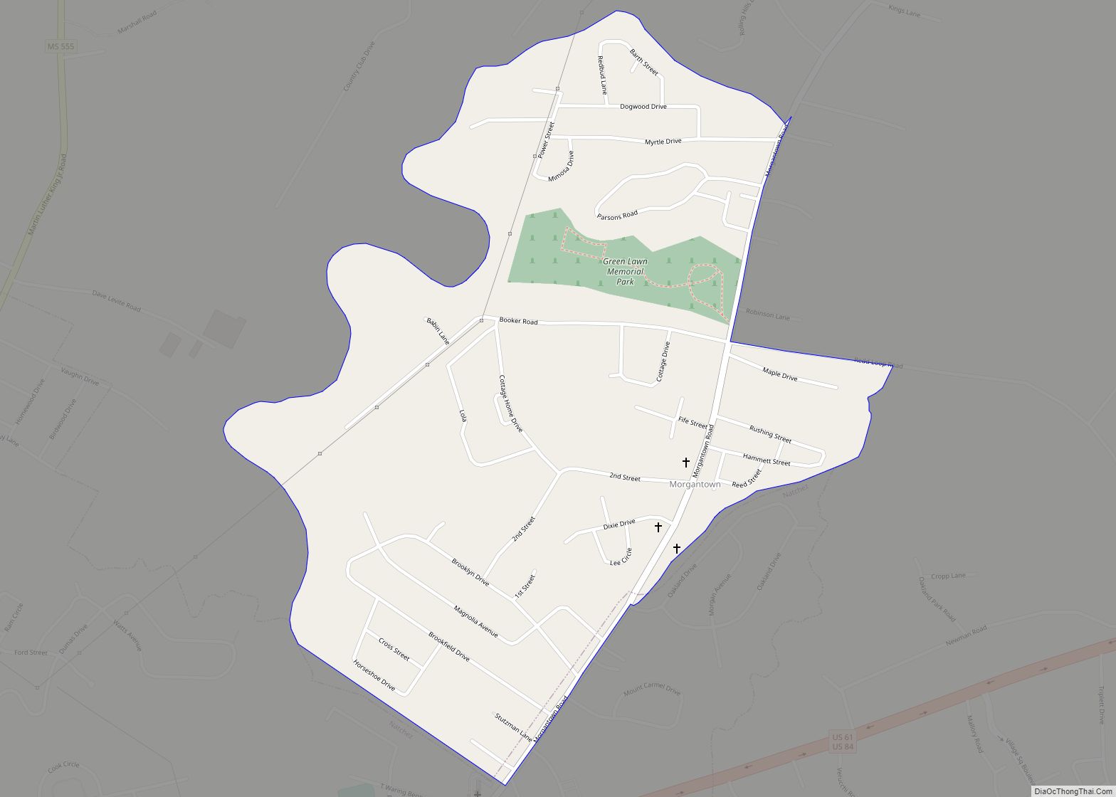 Map of Morgantown CDP, Mississippi