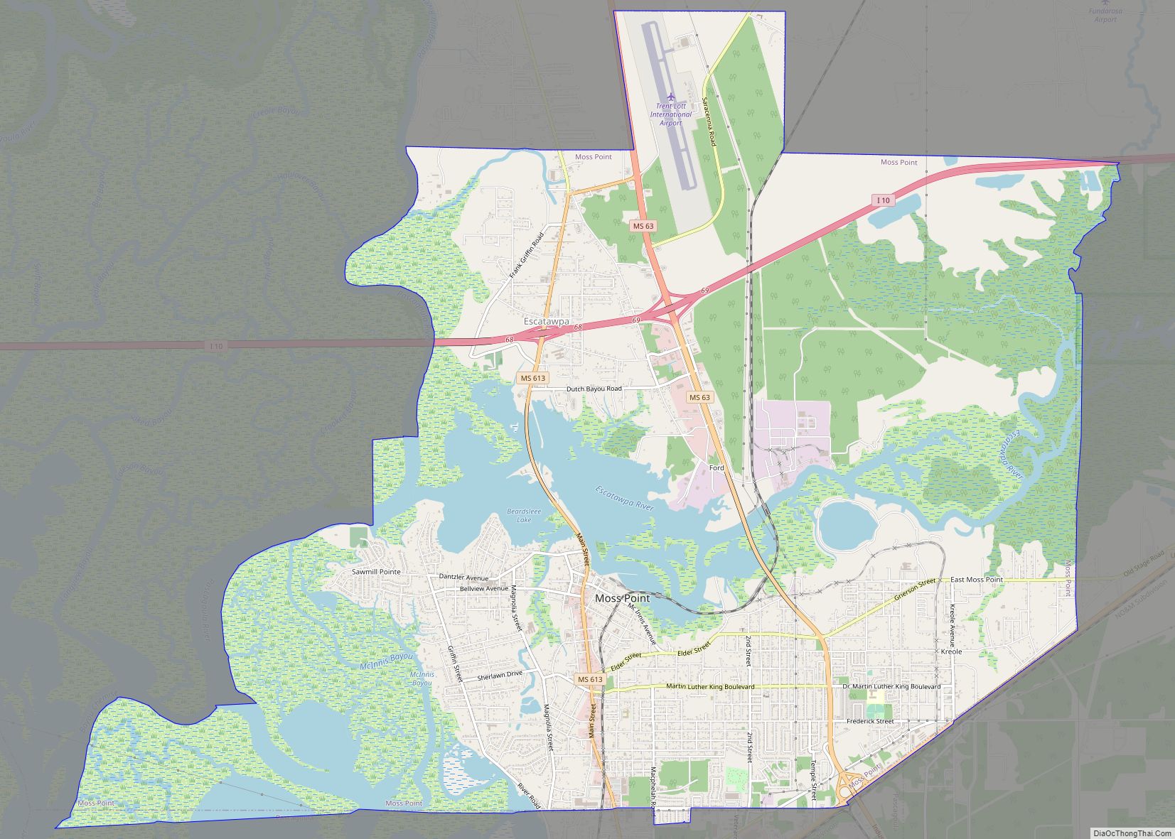 Map of Moss Point city