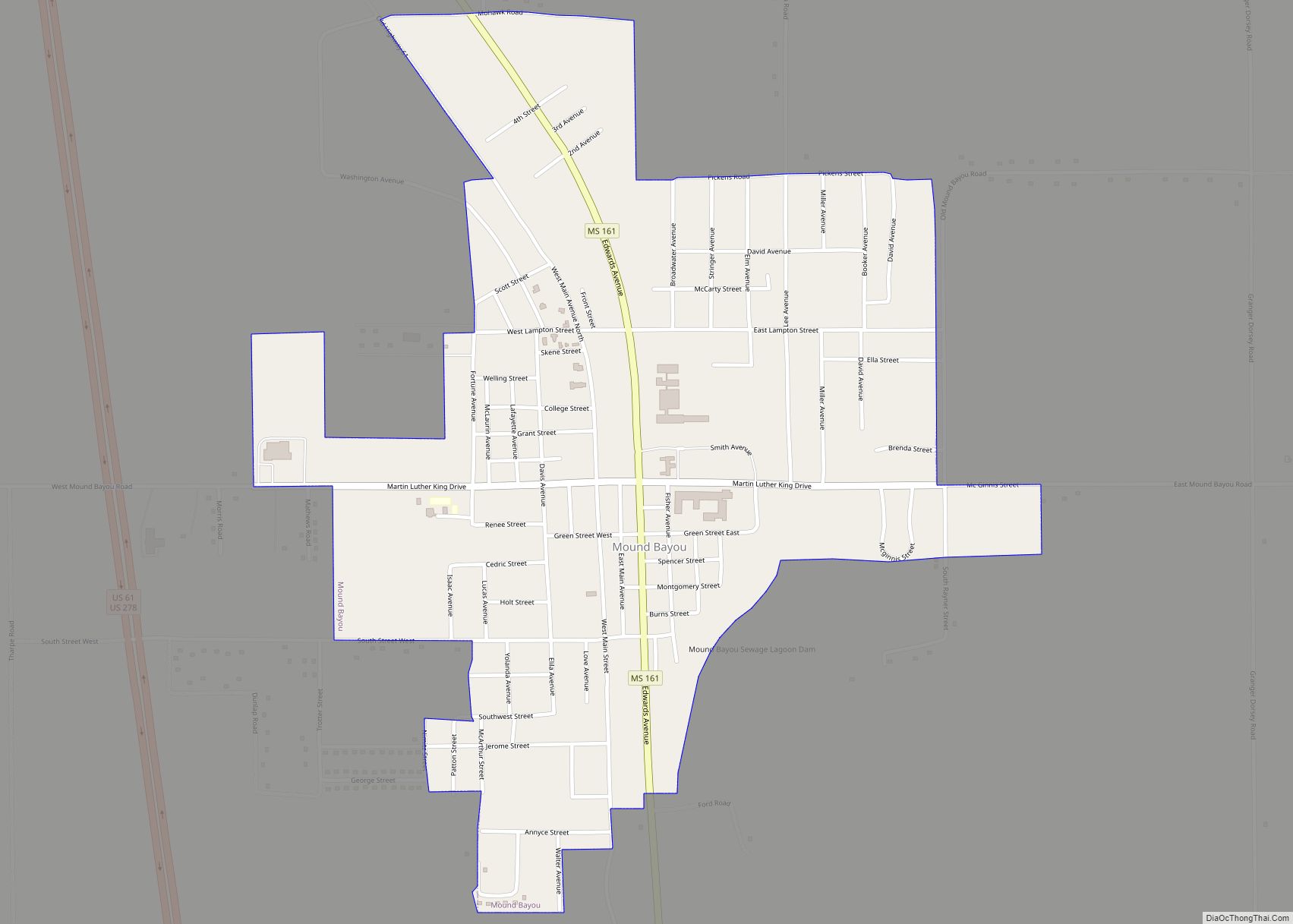 Map of Mound Bayou city