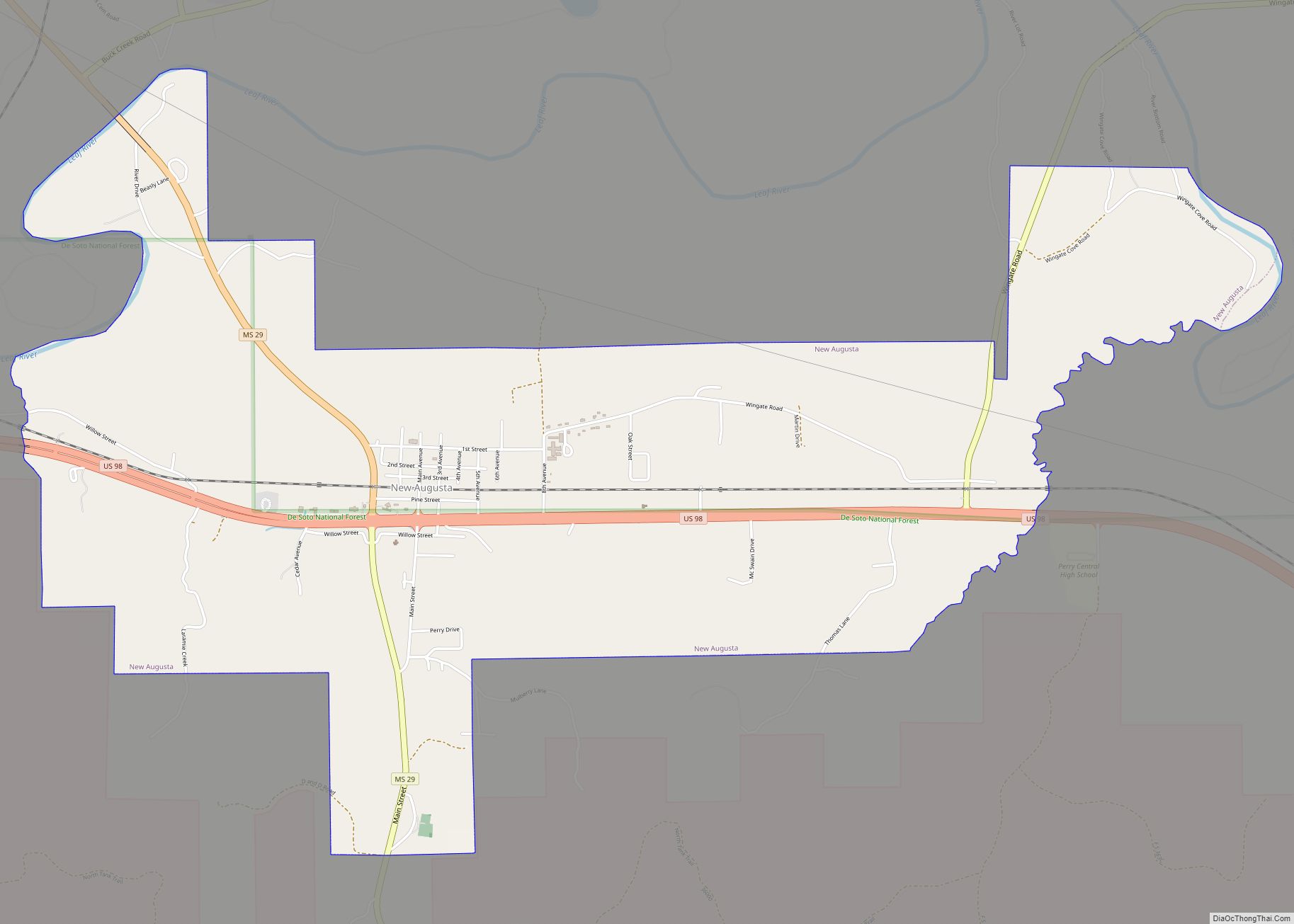 Map of New Augusta town