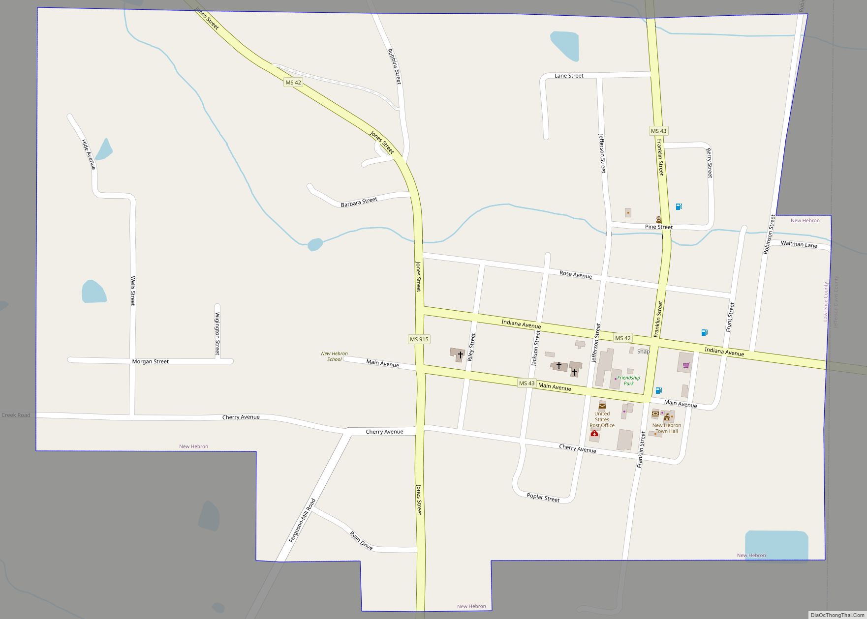 Map of New Hebron town