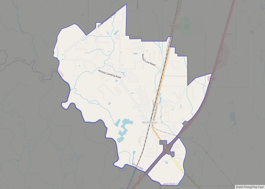 Map of Nicholson CDP, Mississippi