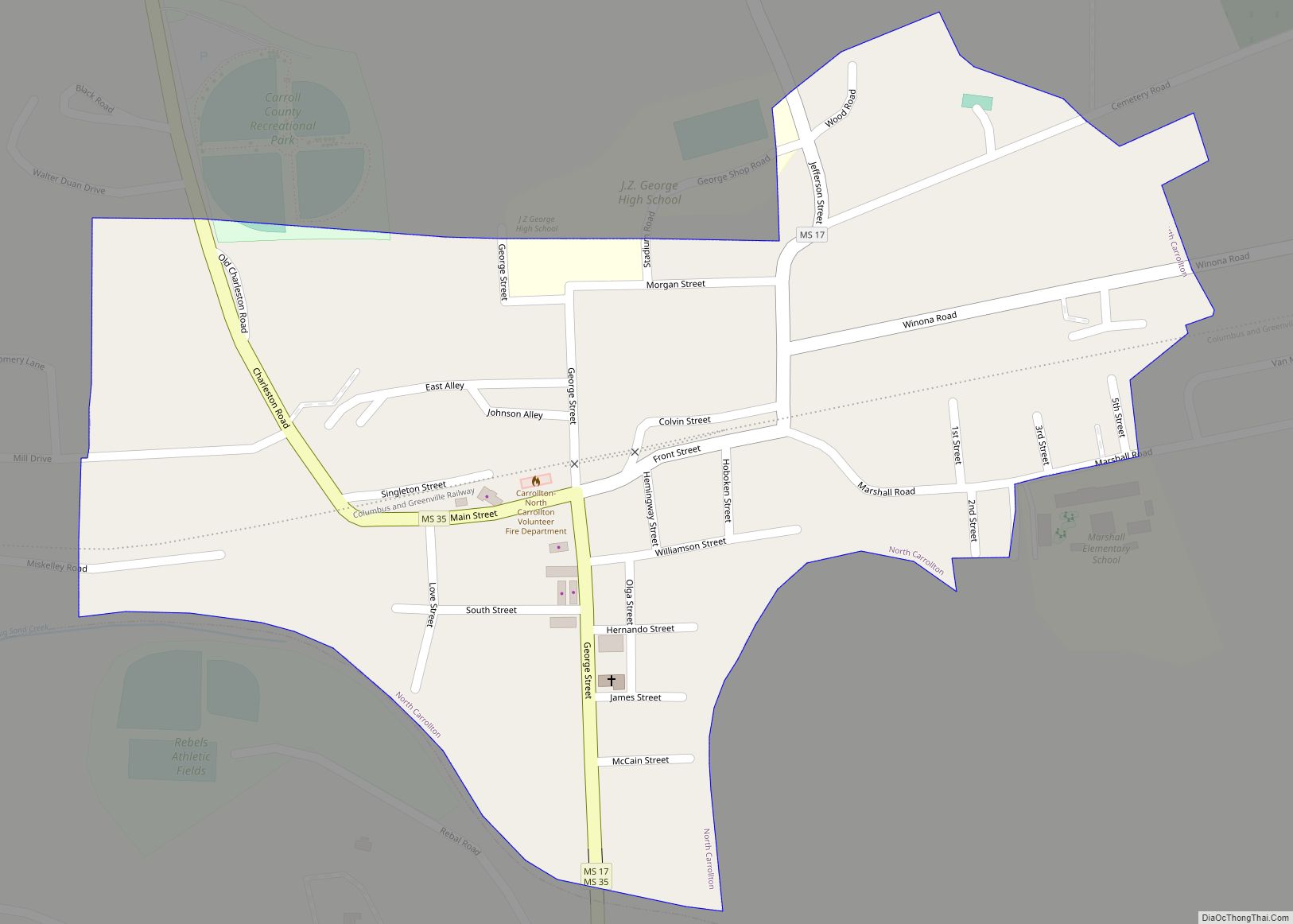 Map of North Carrollton town