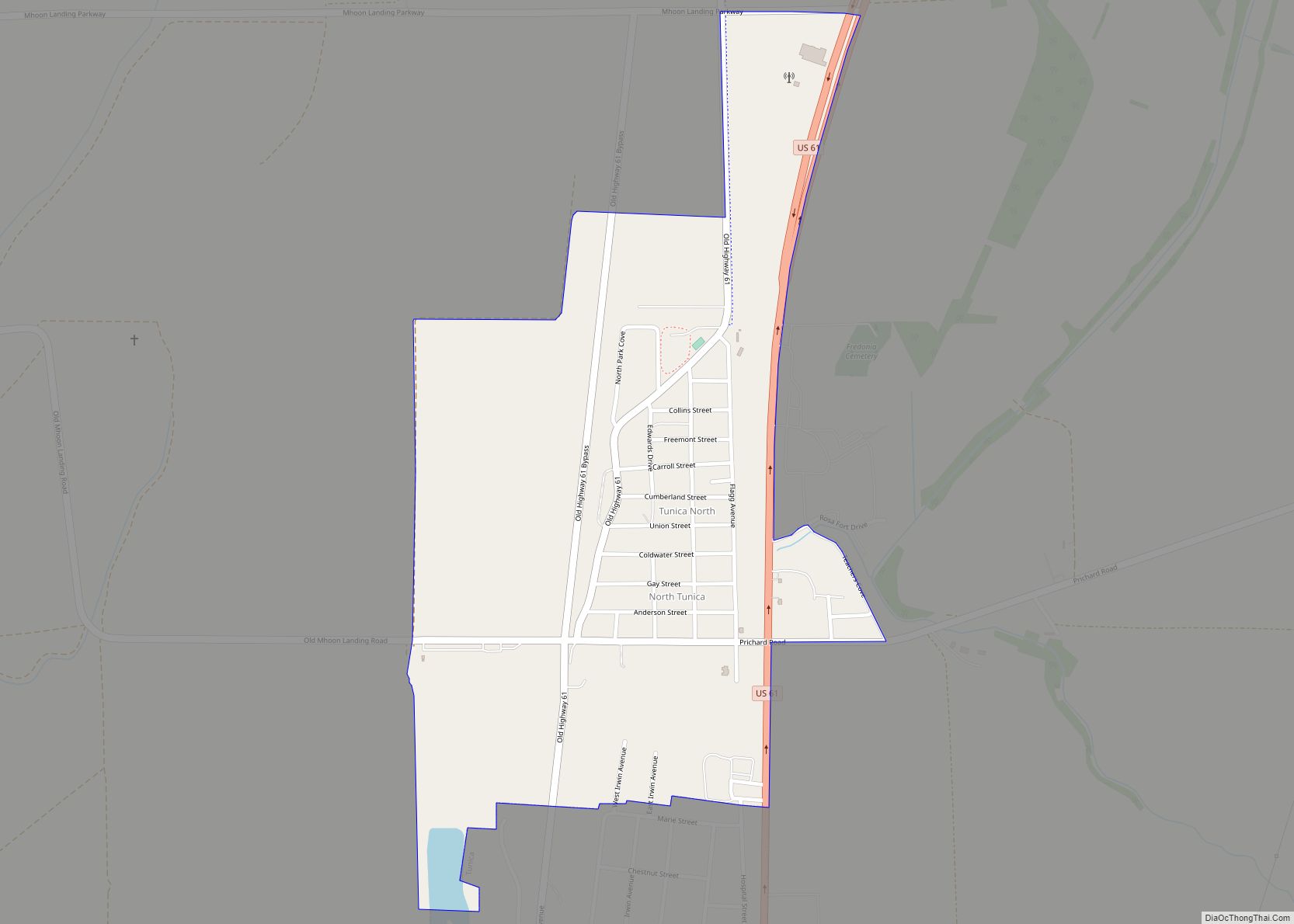 Map of North Tunica CDP