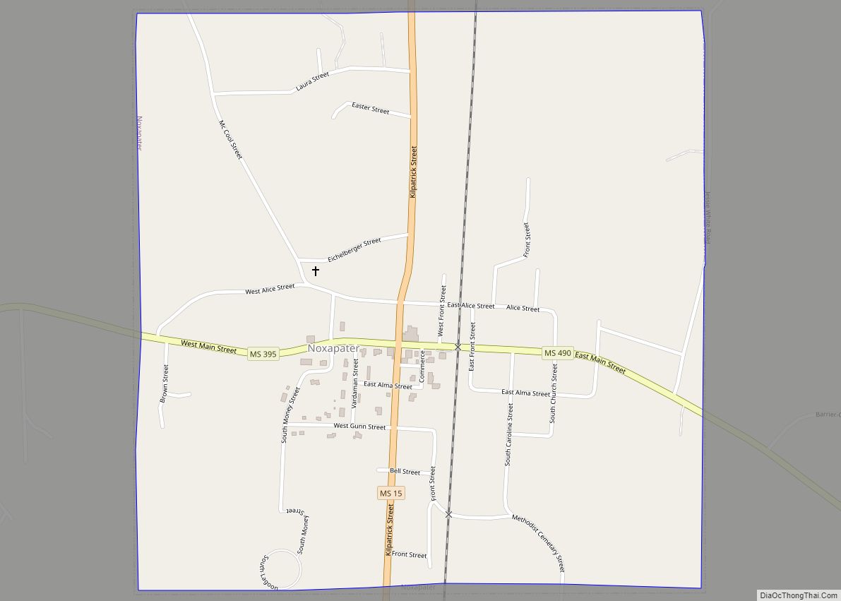 Map of Noxapater town