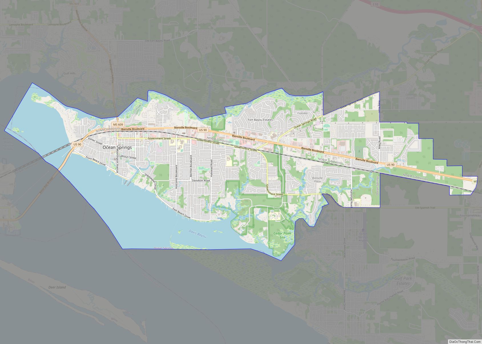 Map of Ocean Springs city