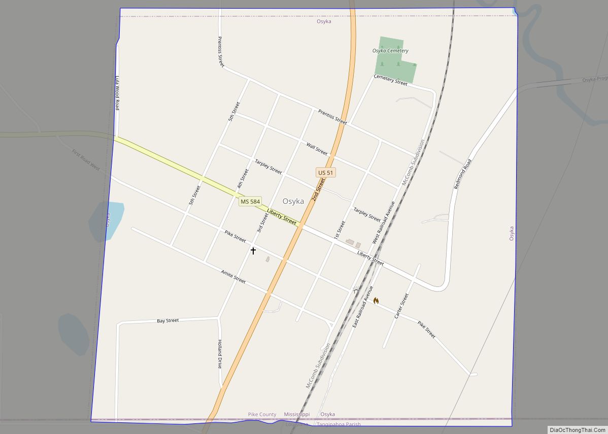 Map of Osyka town