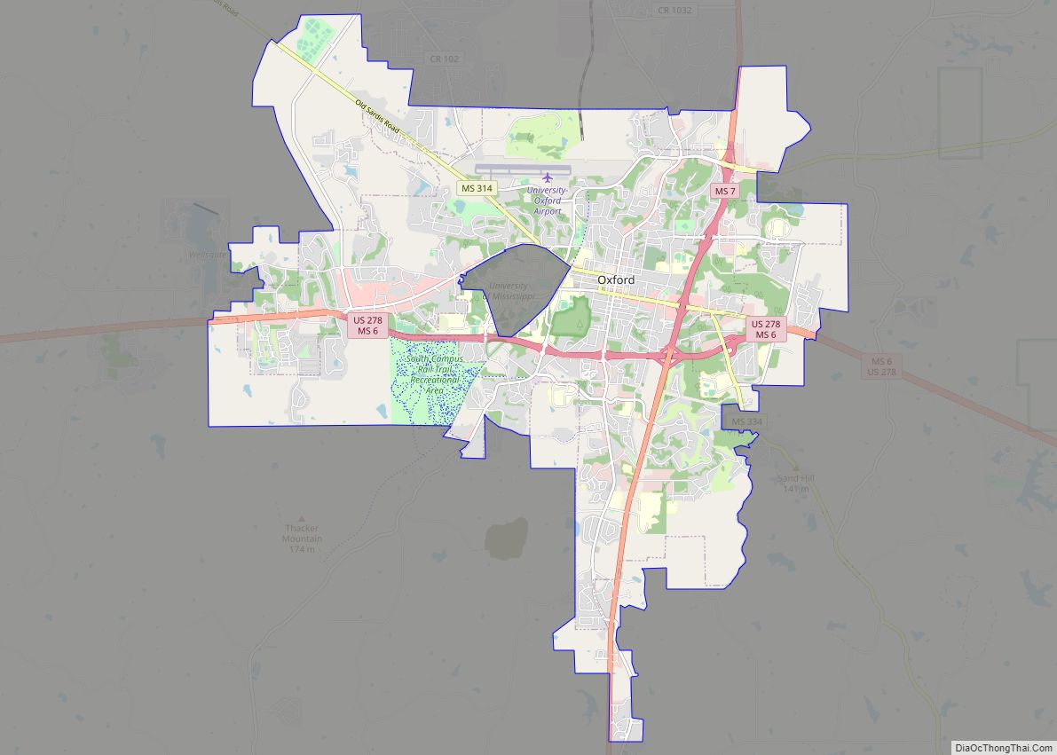 Map of Oxford city, Mississippi