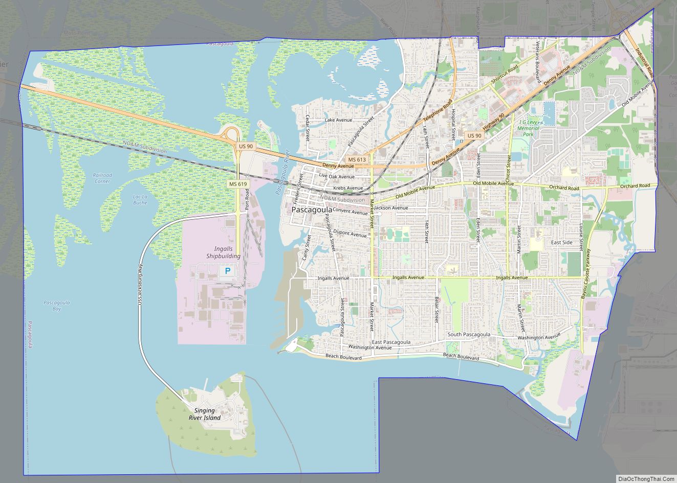 Map of Pascagoula city