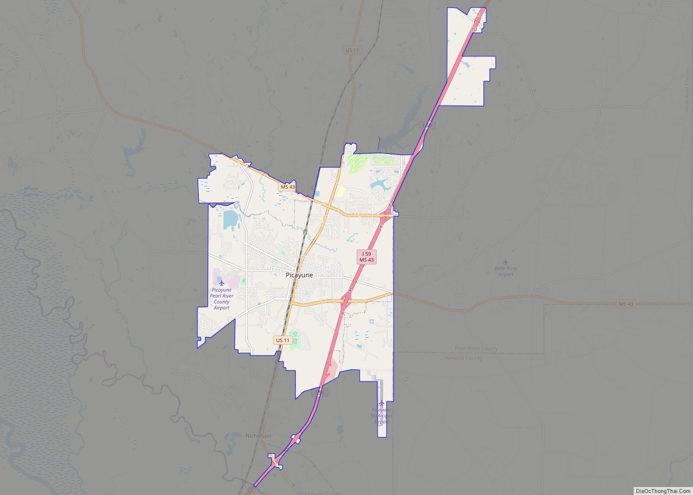 Map of Picayune city
