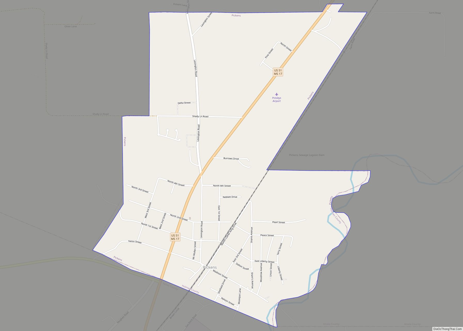 Map of Pickens town