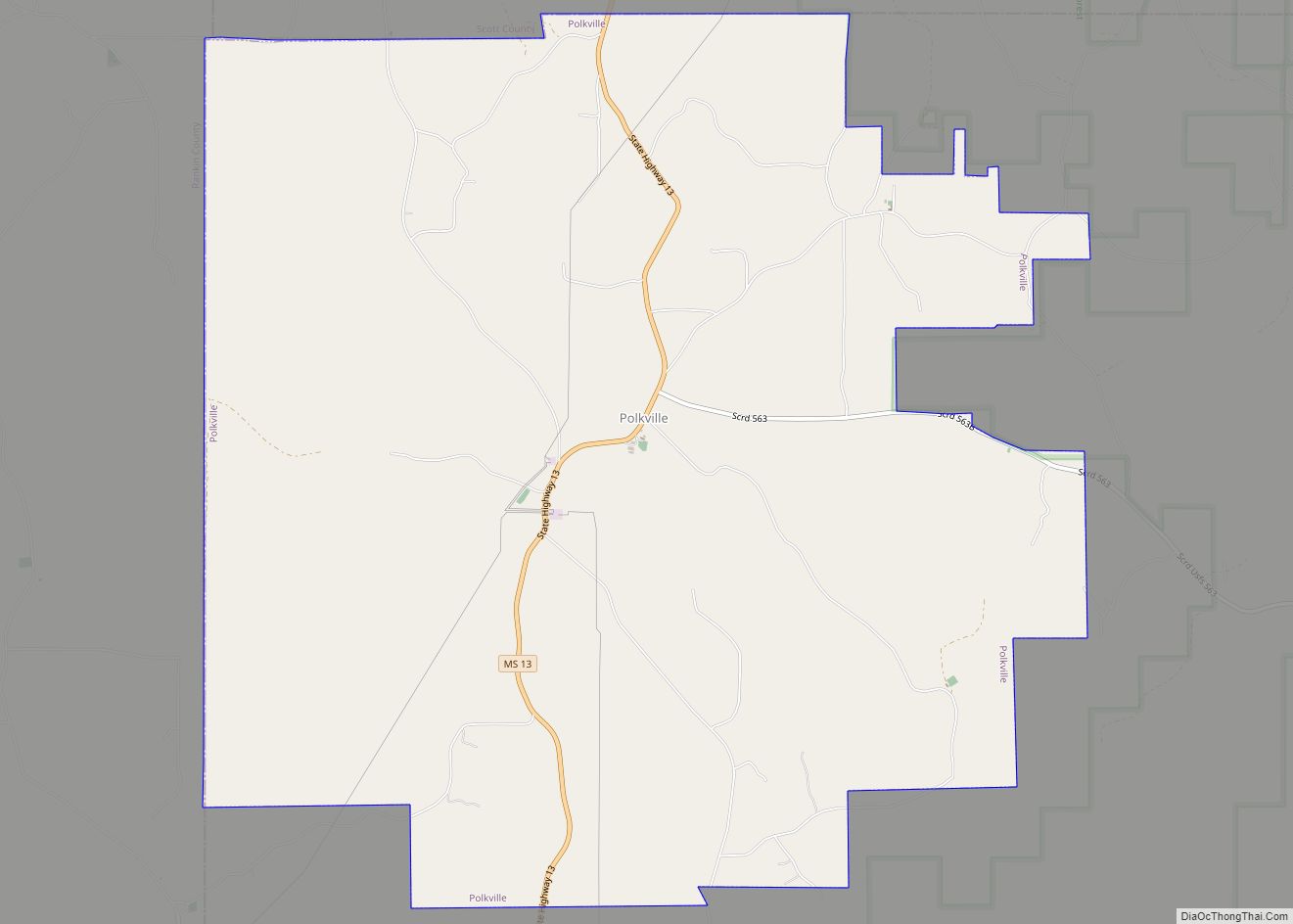 Map of Polkville town