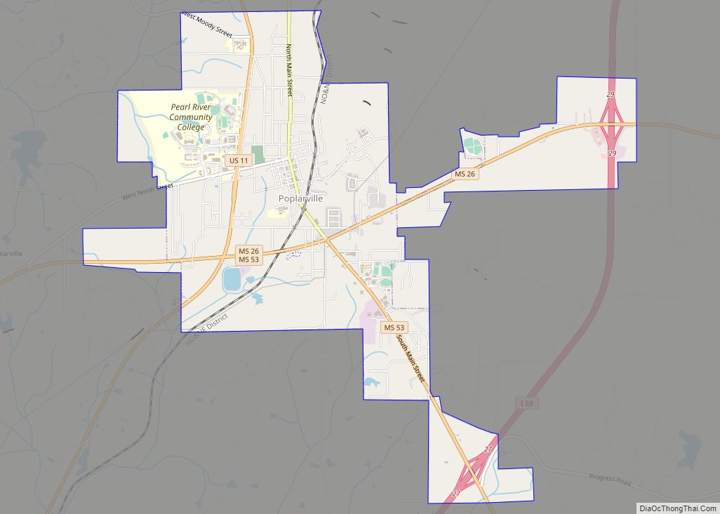Map of Poplarville city