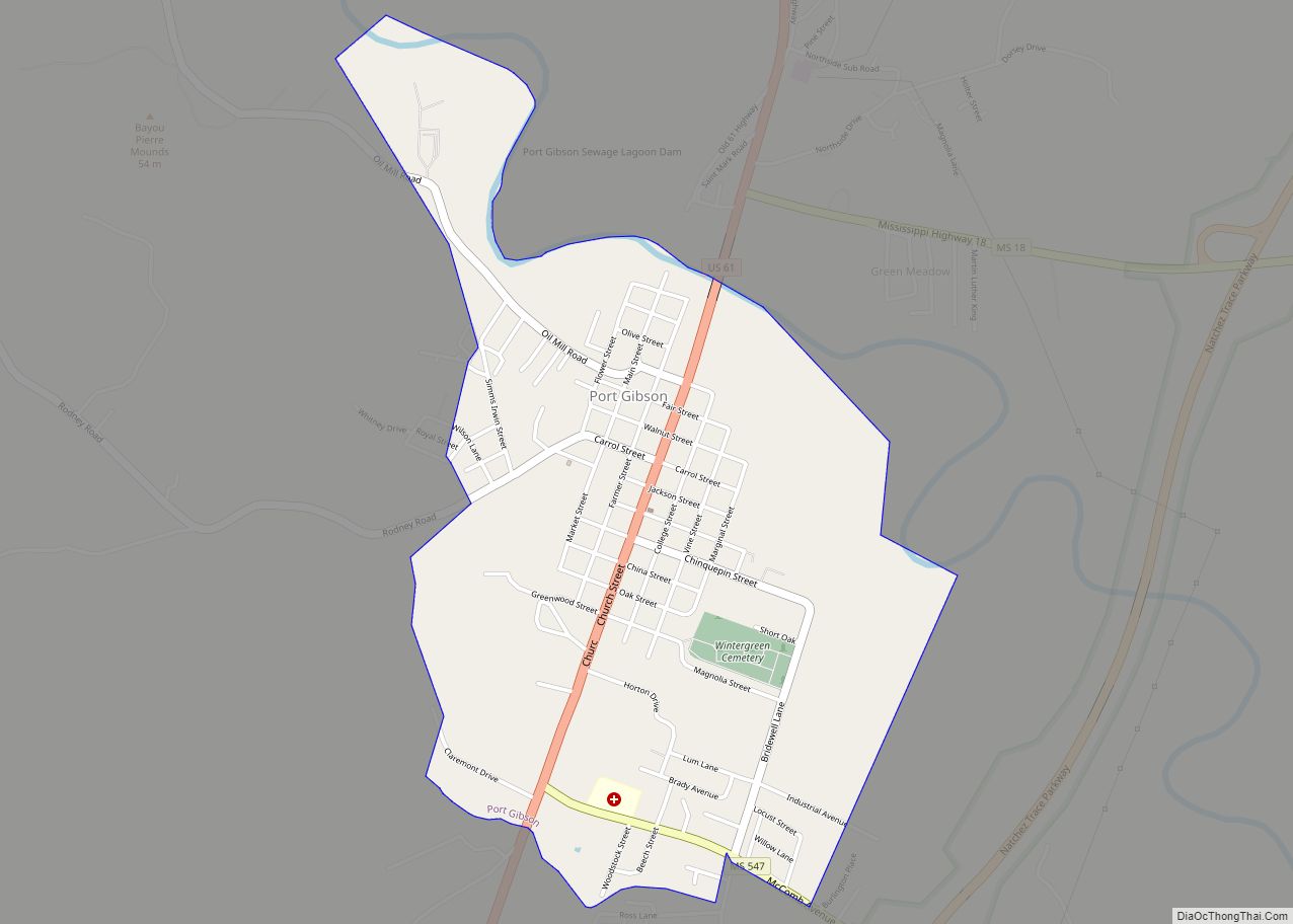 Map of Port Gibson city