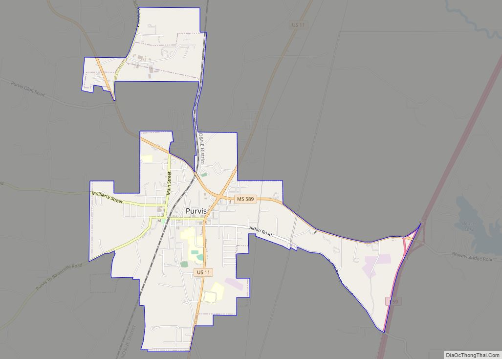 Map of Purvis city