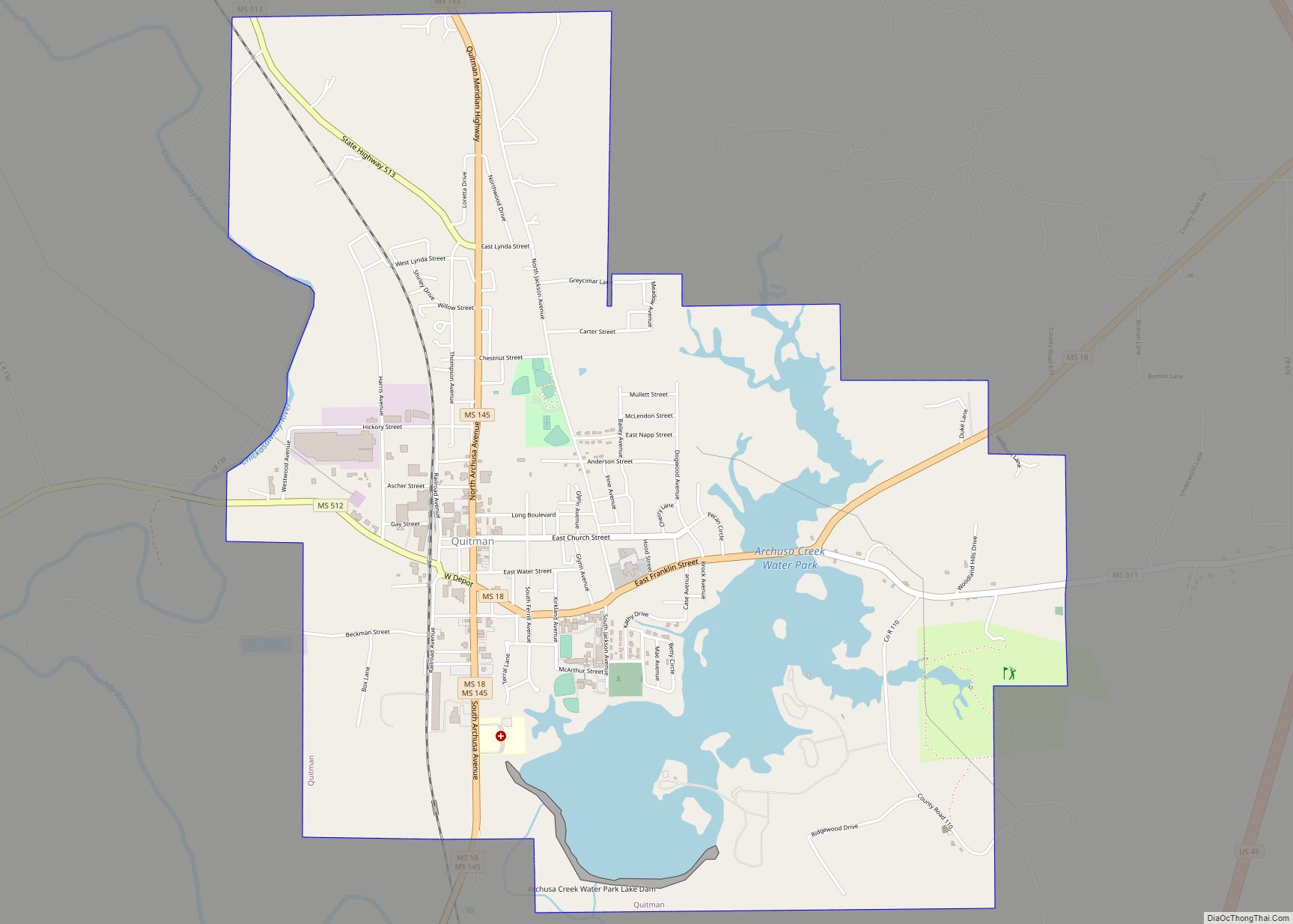 Map of Quitman city, Mississippi