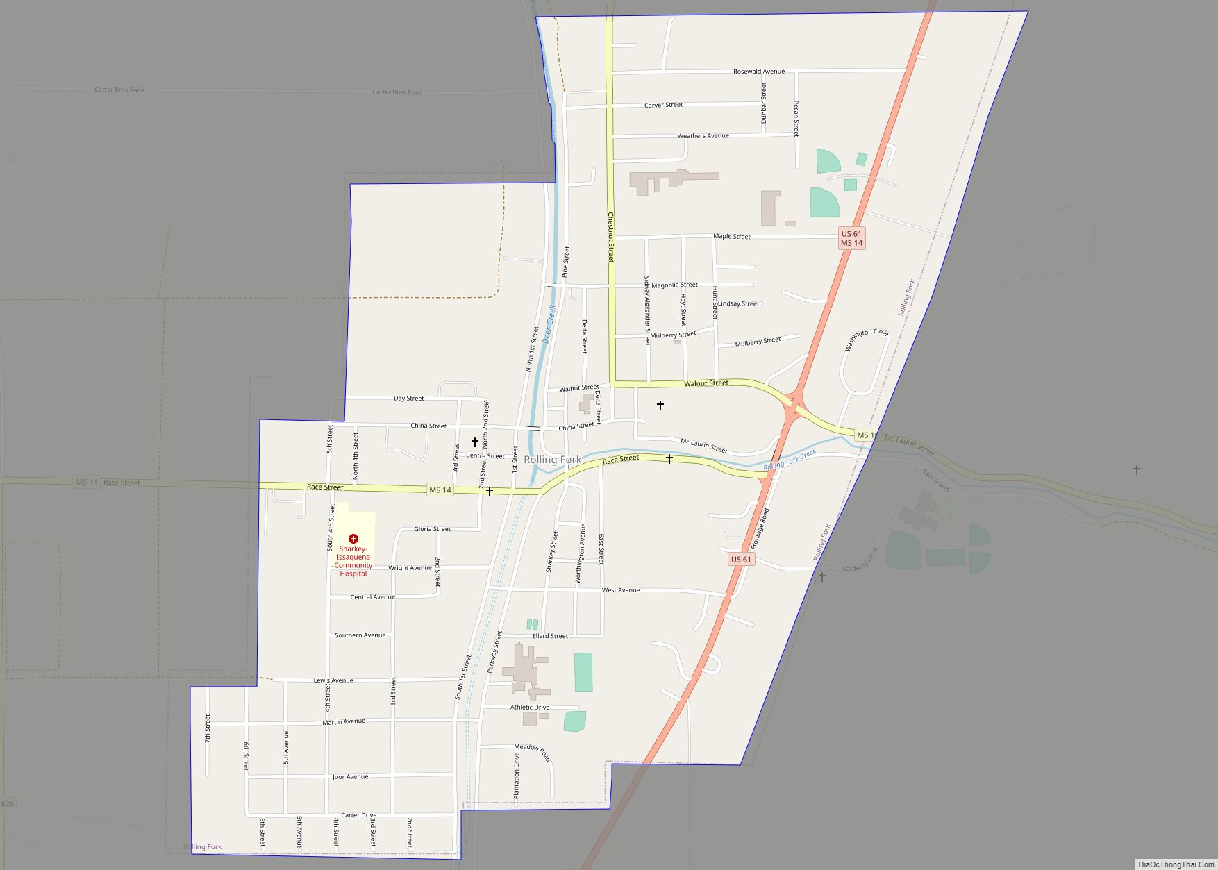 Map of Rolling Fork city