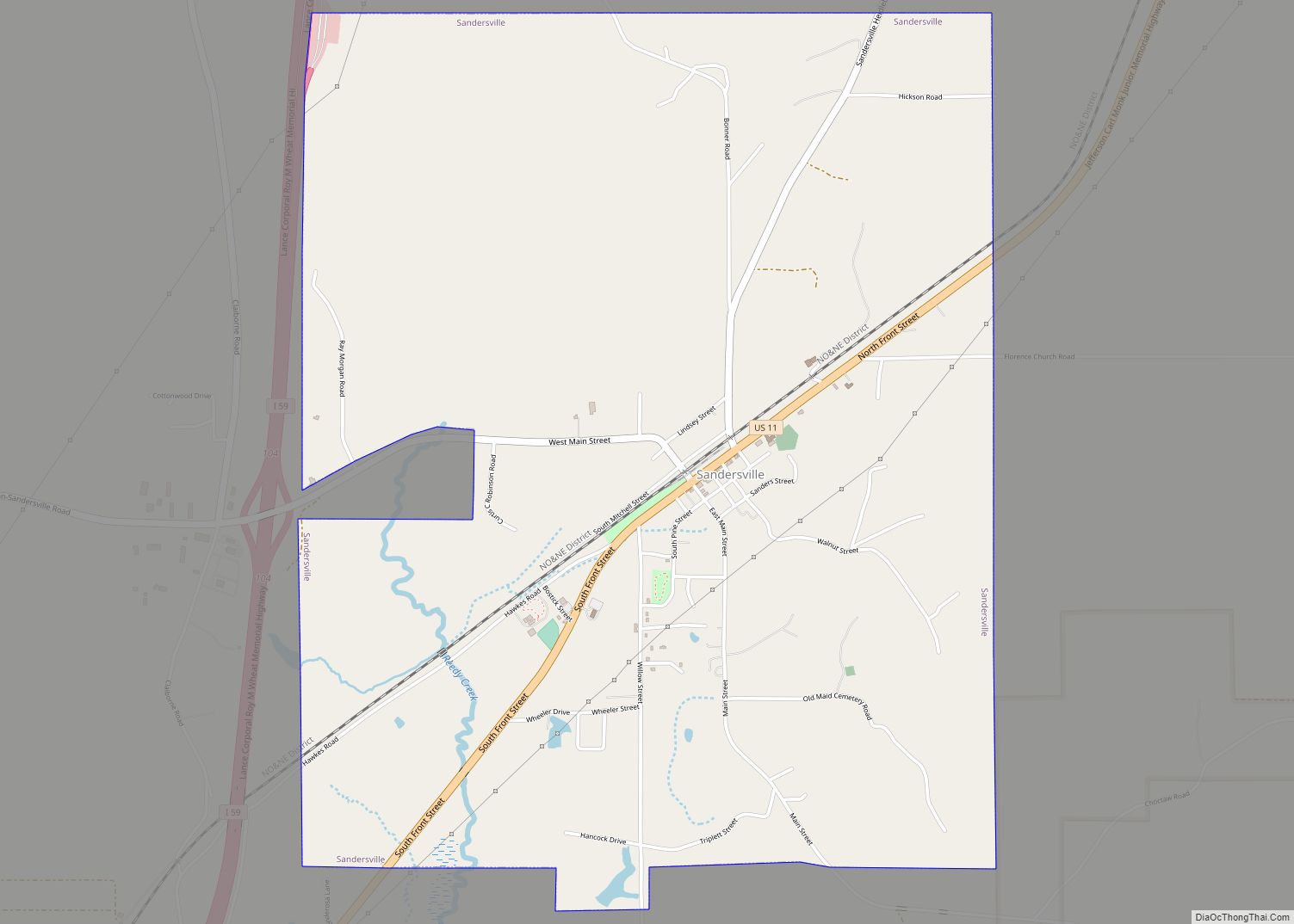 Map of Sandersville town, Mississippi
