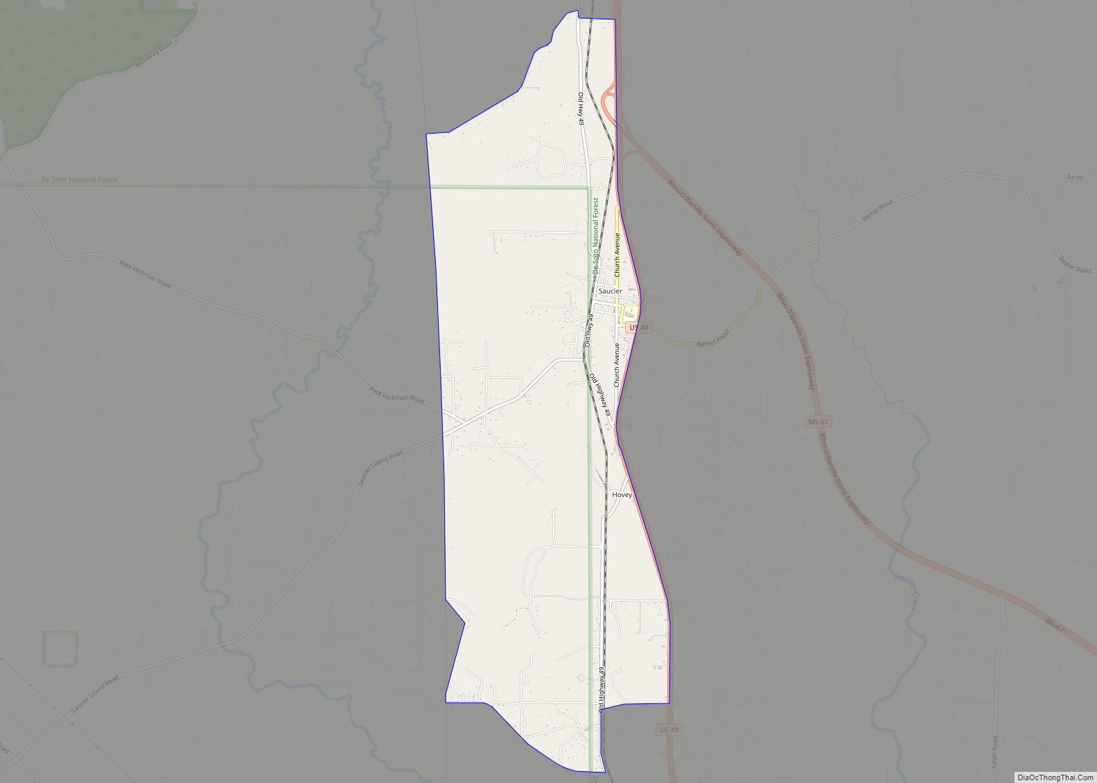 Map of Saucier CDP