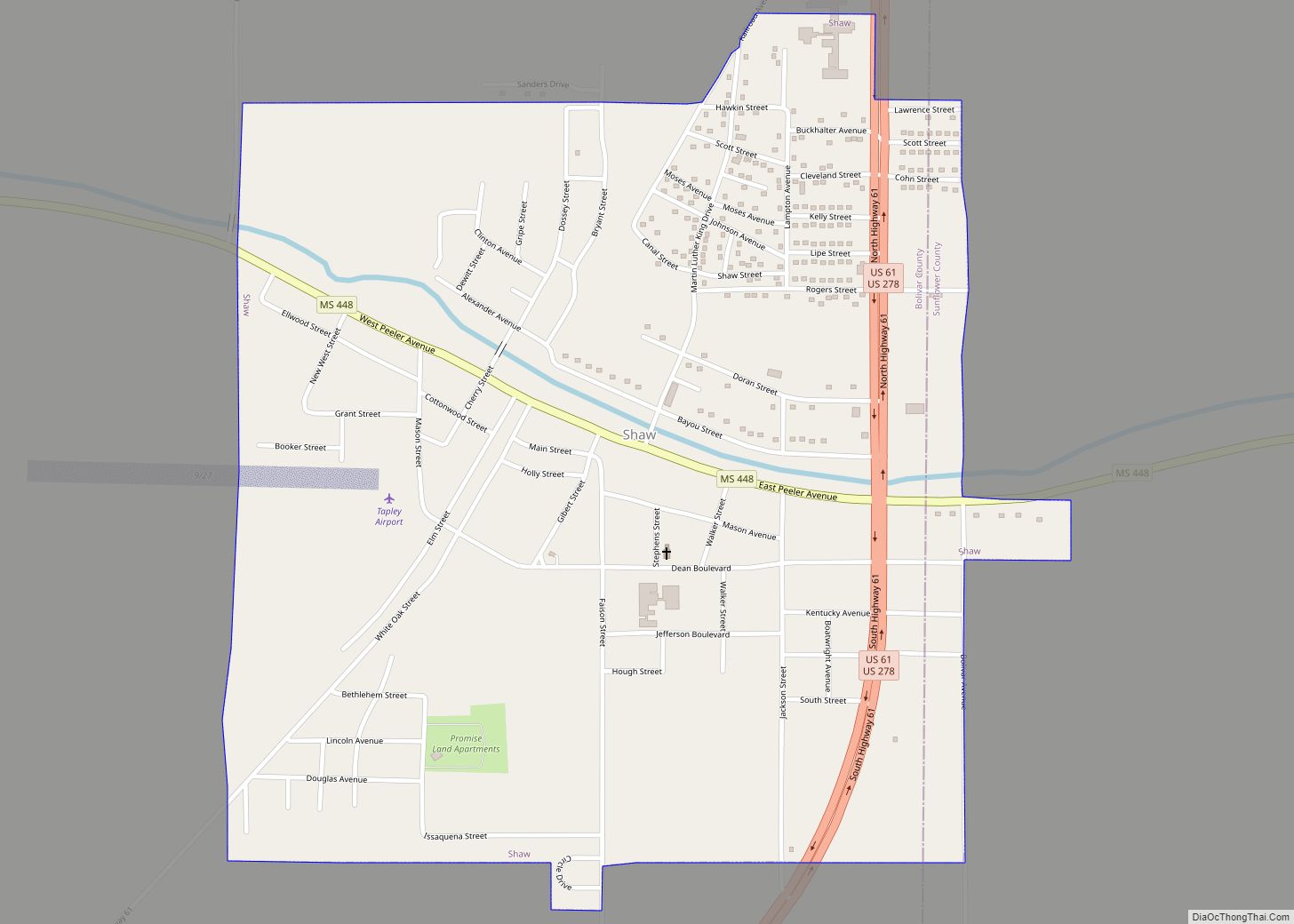 Map of Shaw city