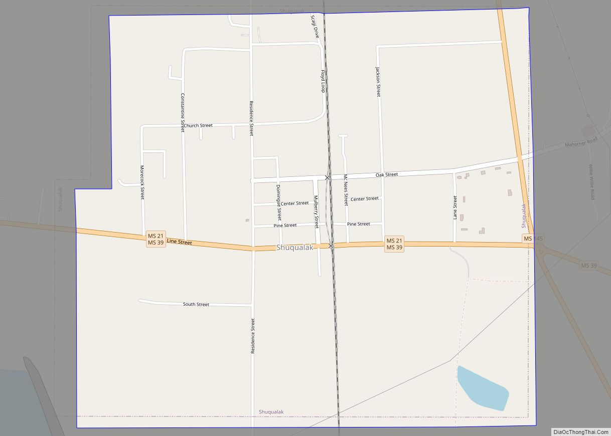 Map of Shuqualak town