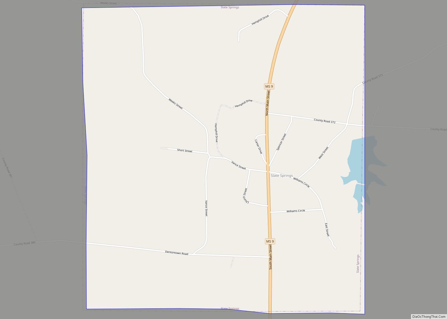 Map of Slate Springs village