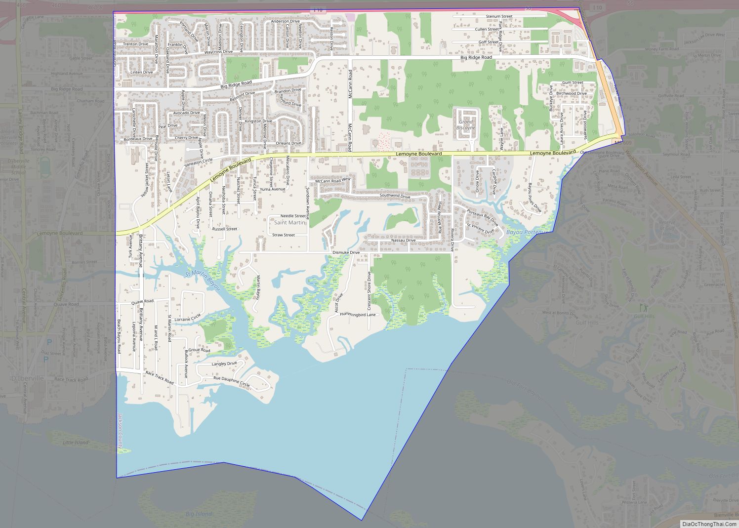 Map of St. Martin CDP, Mississippi