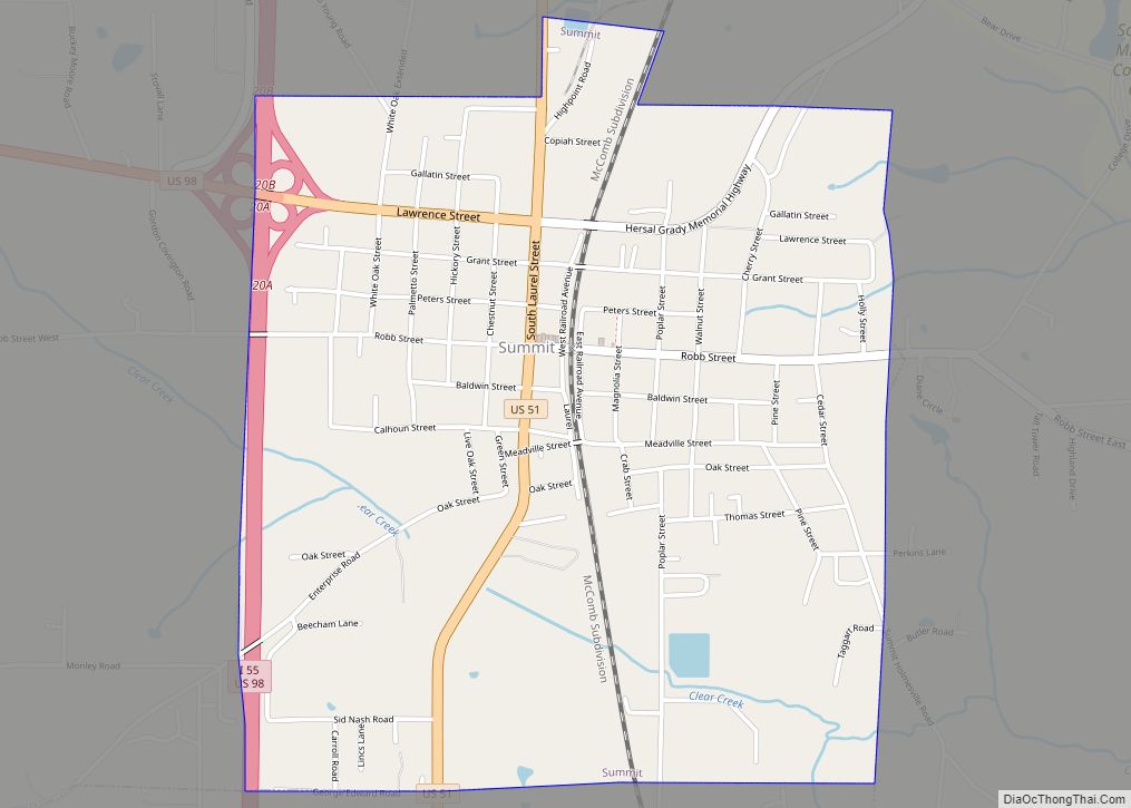 Map of Summit town, Mississippi