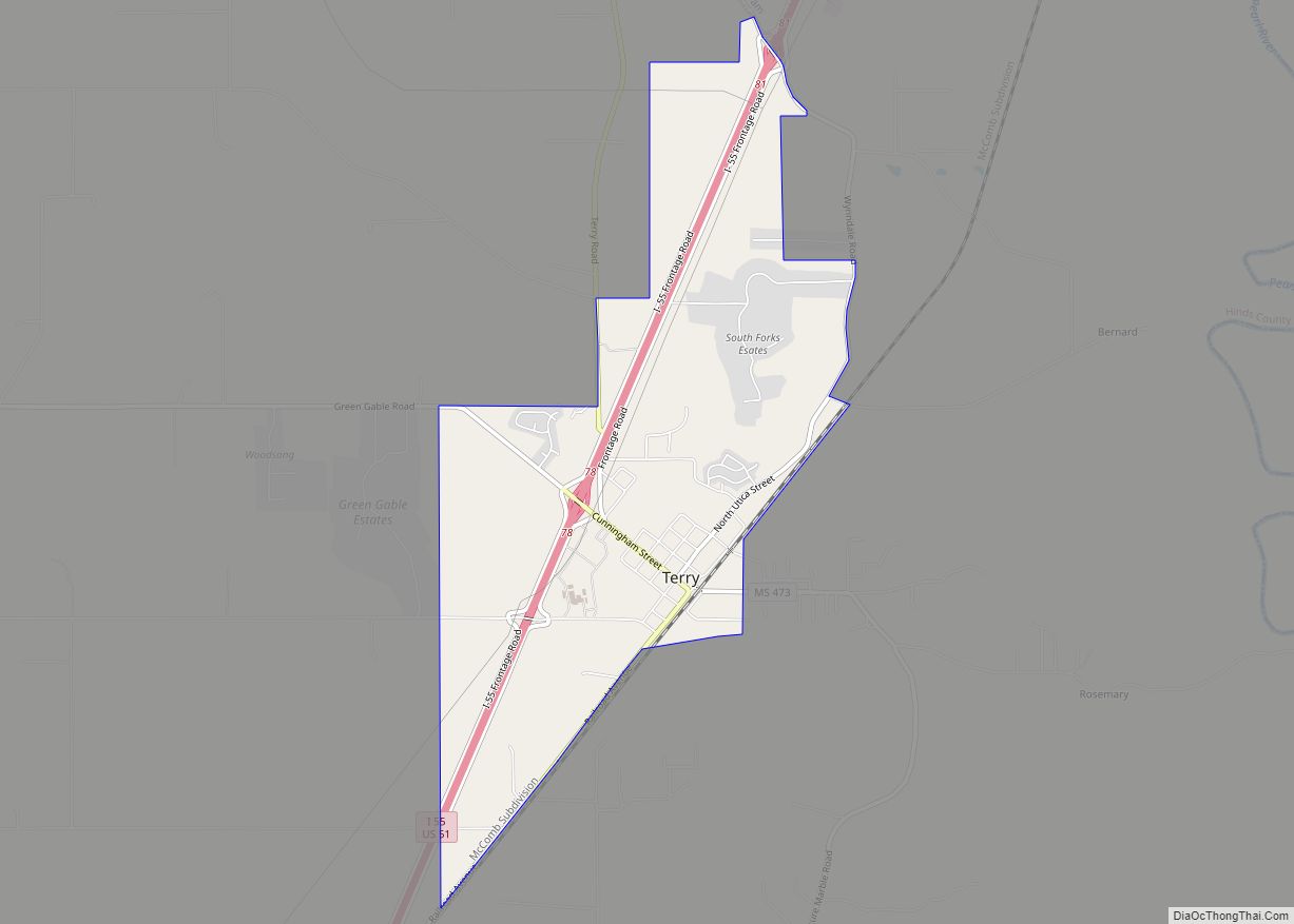 Map of Terry town, Mississippi