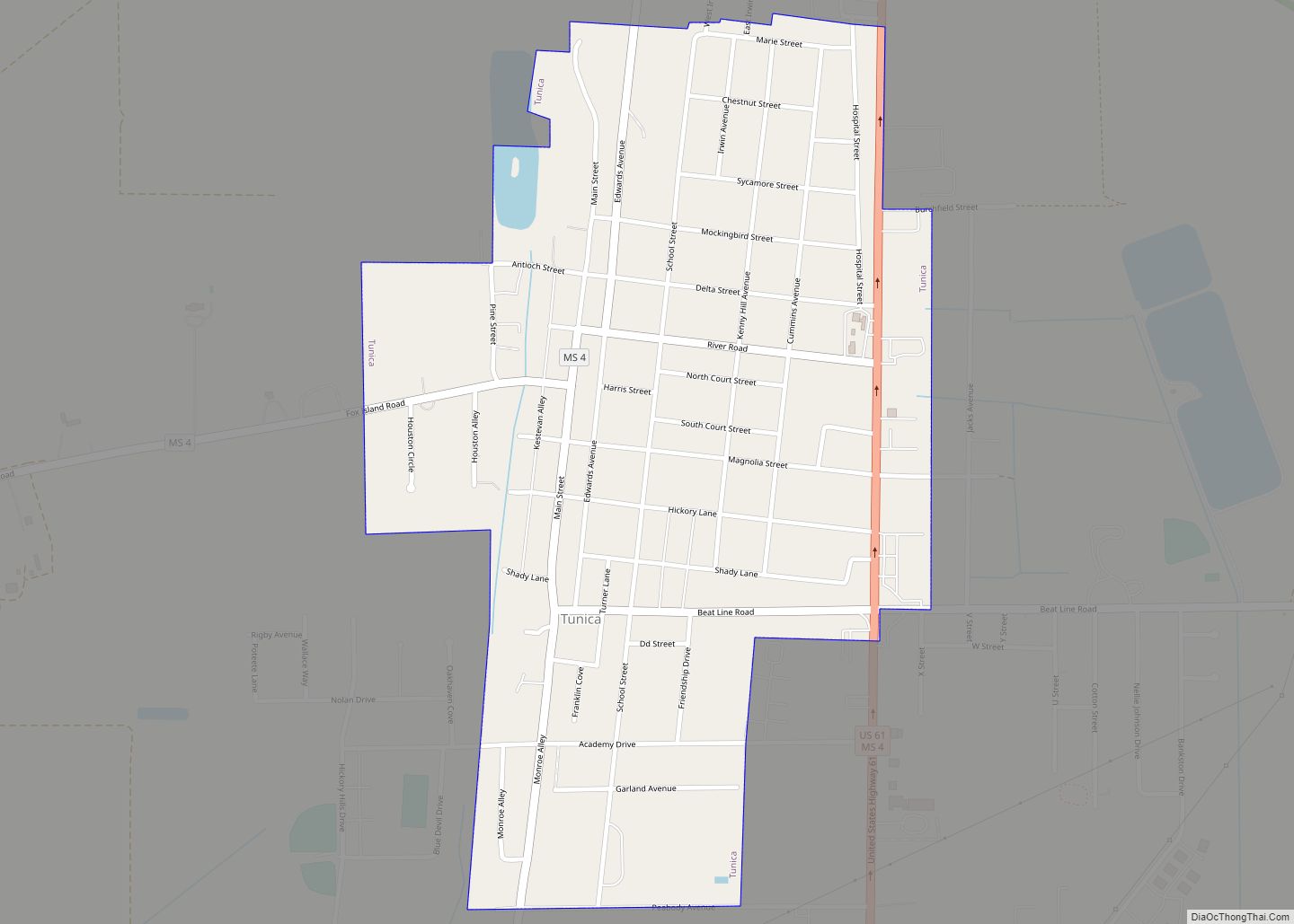 Map of Tunica town