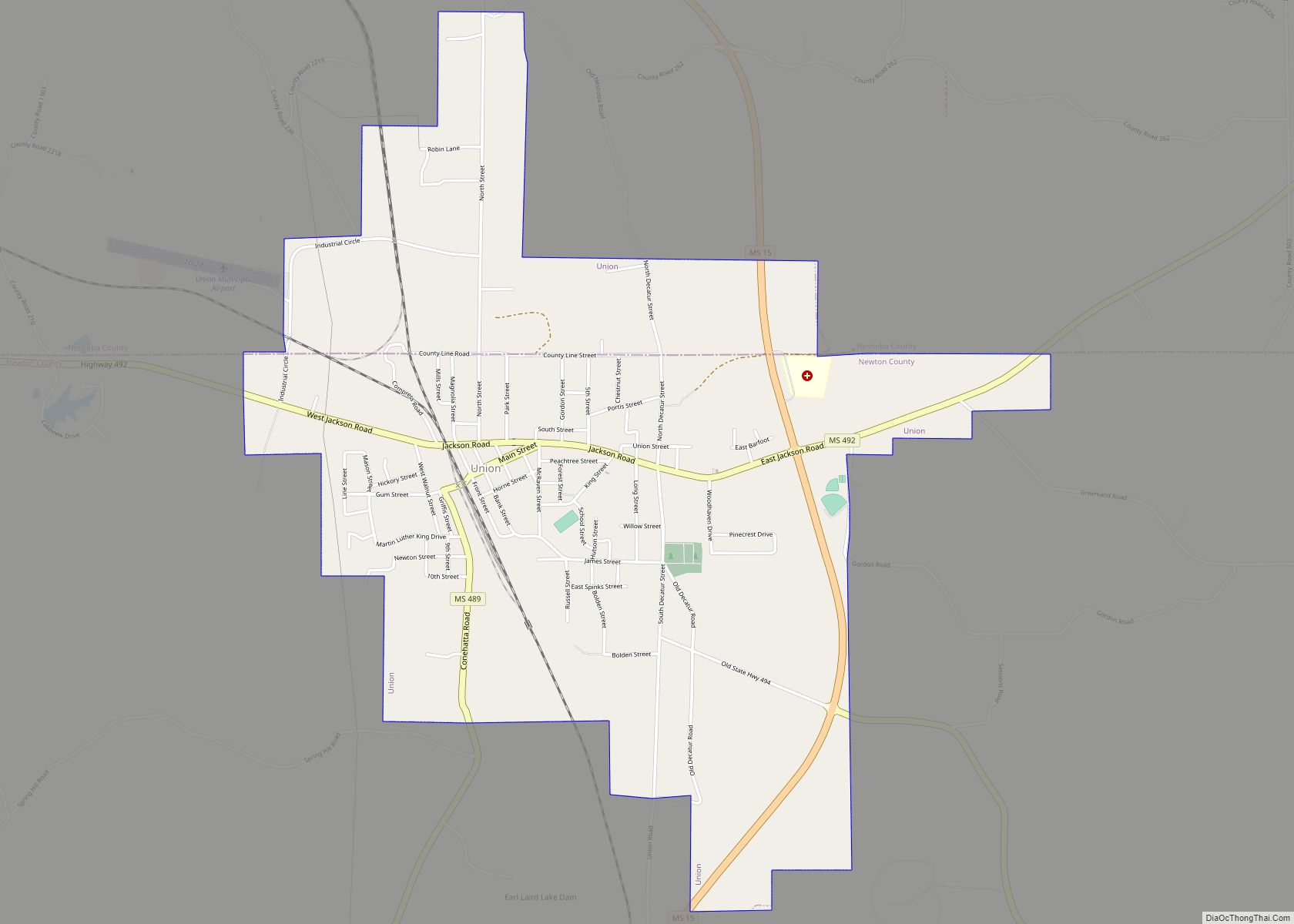 Map of Union town, Mississippi
