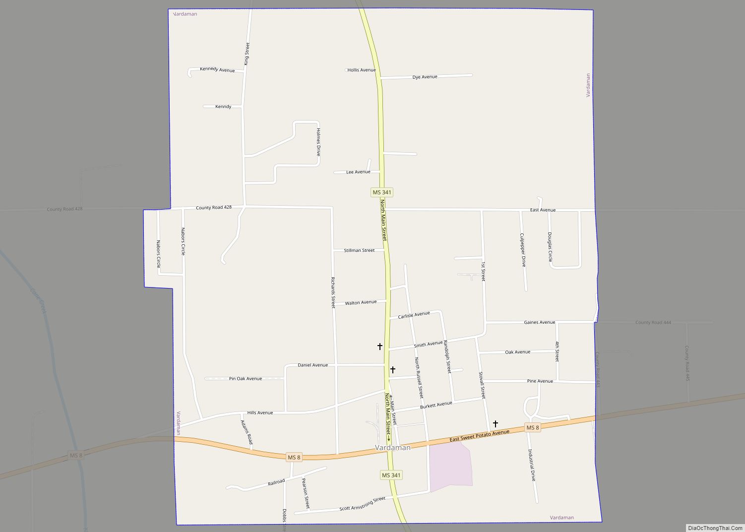 Map of Vardaman town