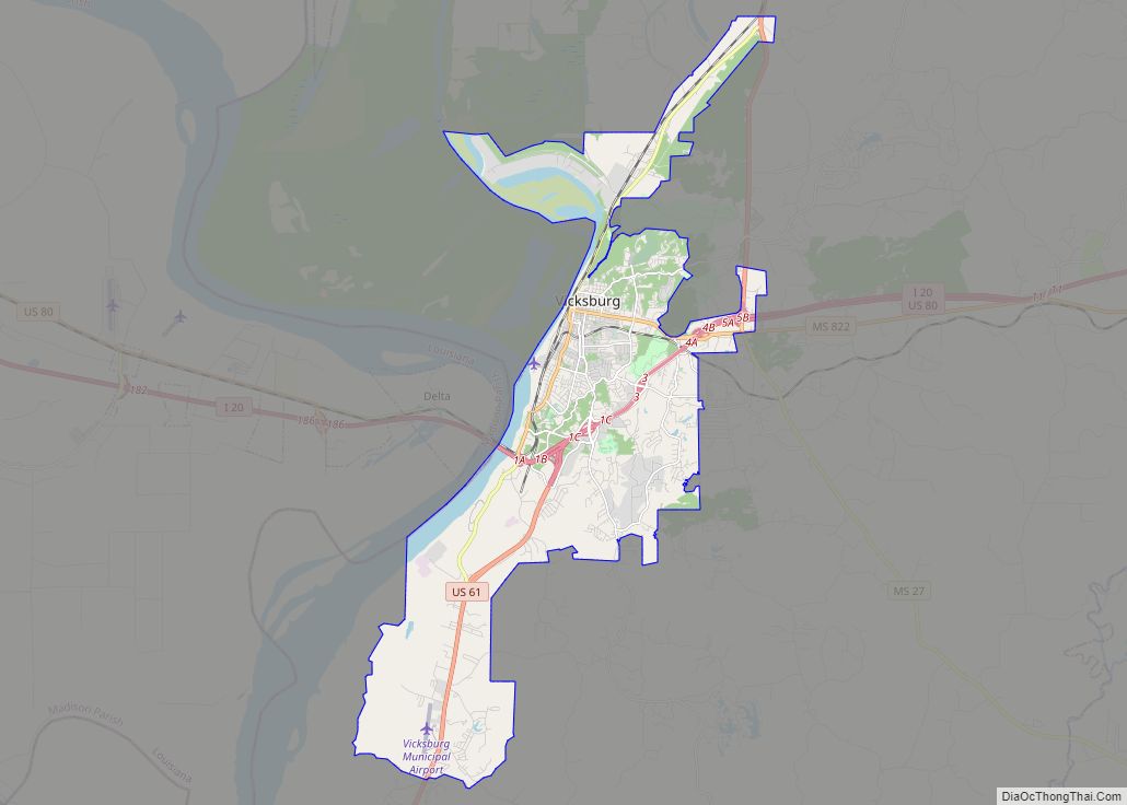 Map of Vicksburg city, Mississippi