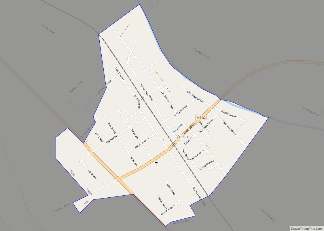 Map of Webb town, Mississippi