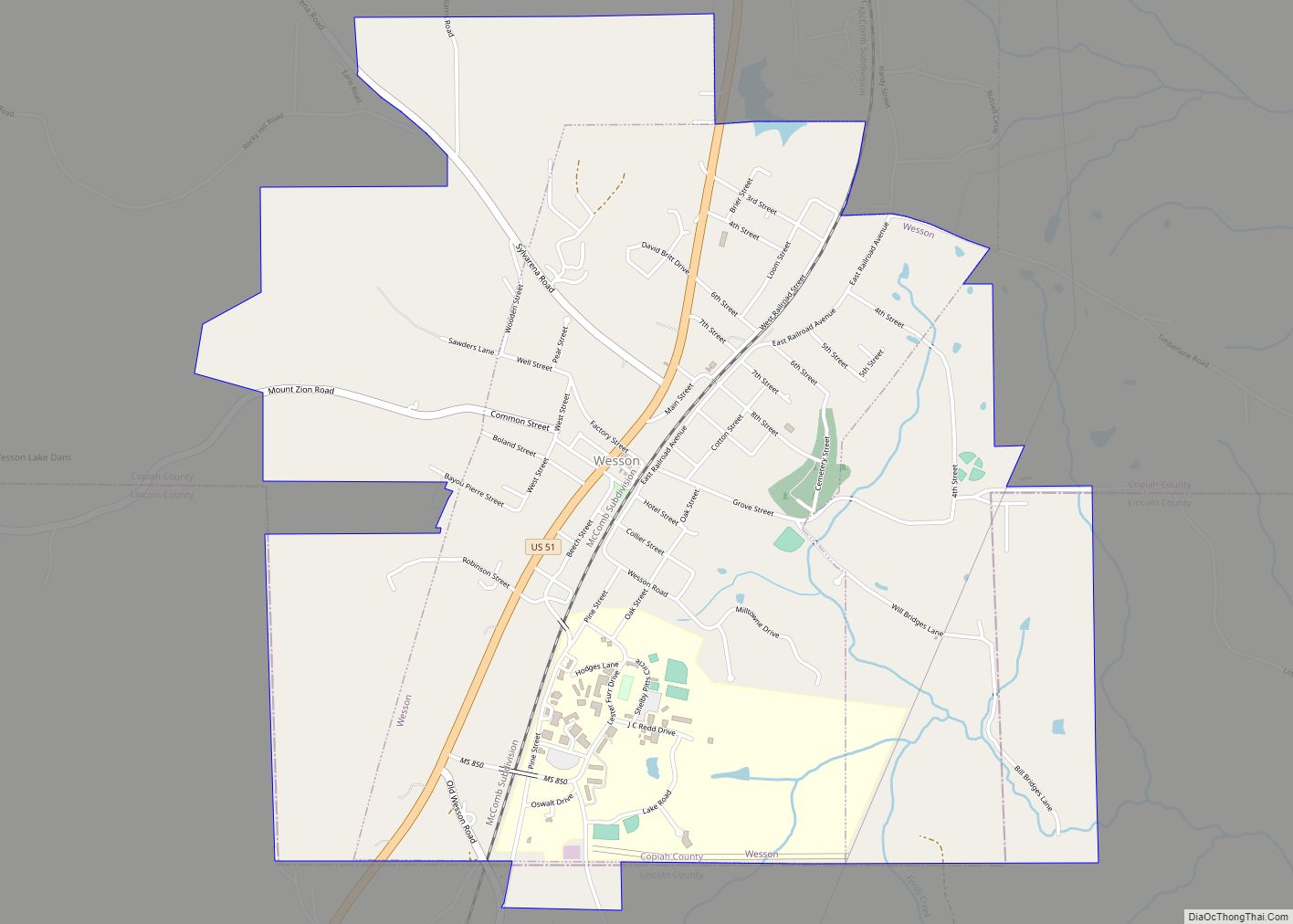 Map of Wesson town