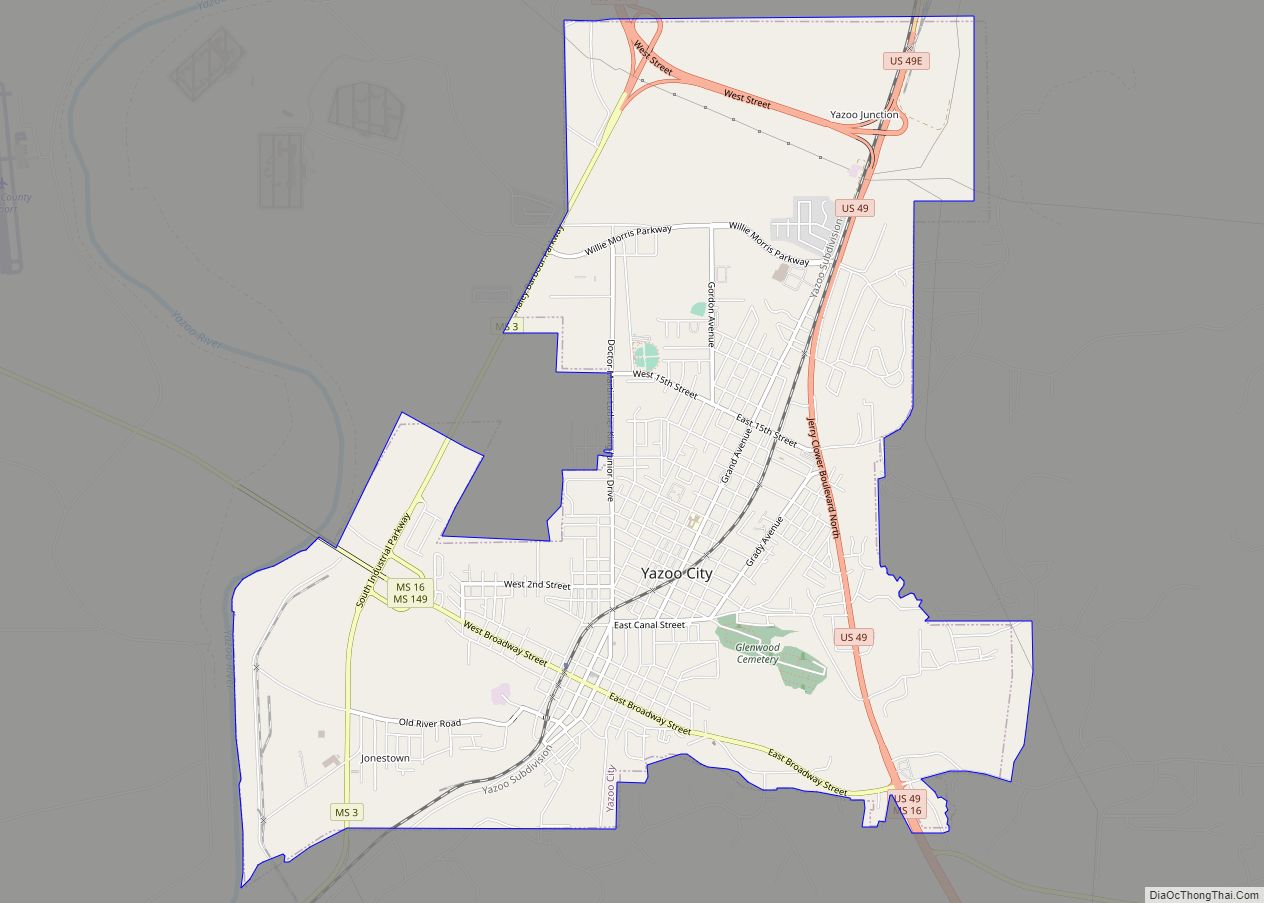 Map of Yazoo City city
