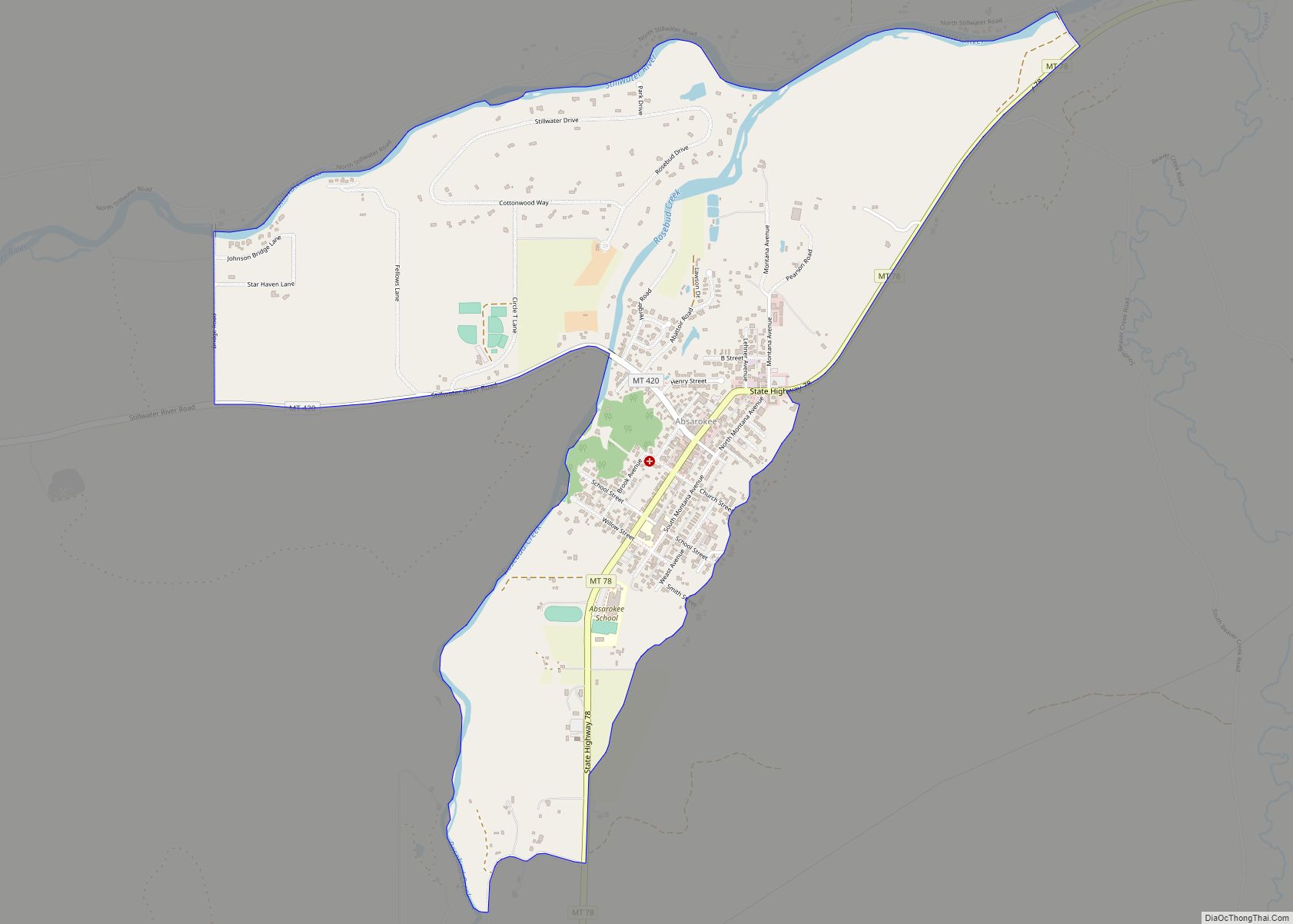 Map of Absarokee CDP