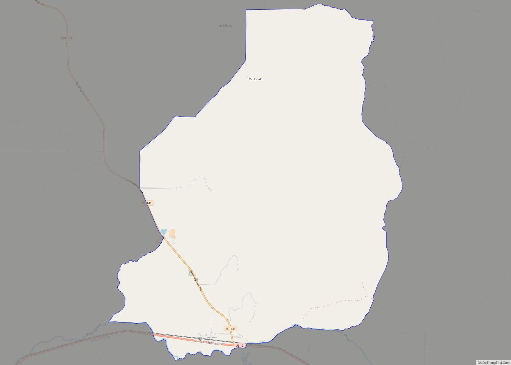 Map of Avon CDP, Montana
